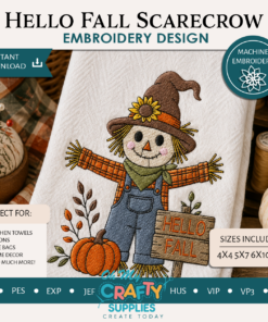 Hello Fall Scarecrow Embroidery Design