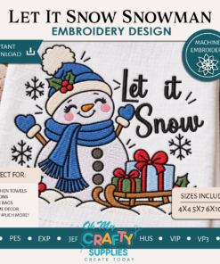 Let it Snow Snowman Embroidery Design