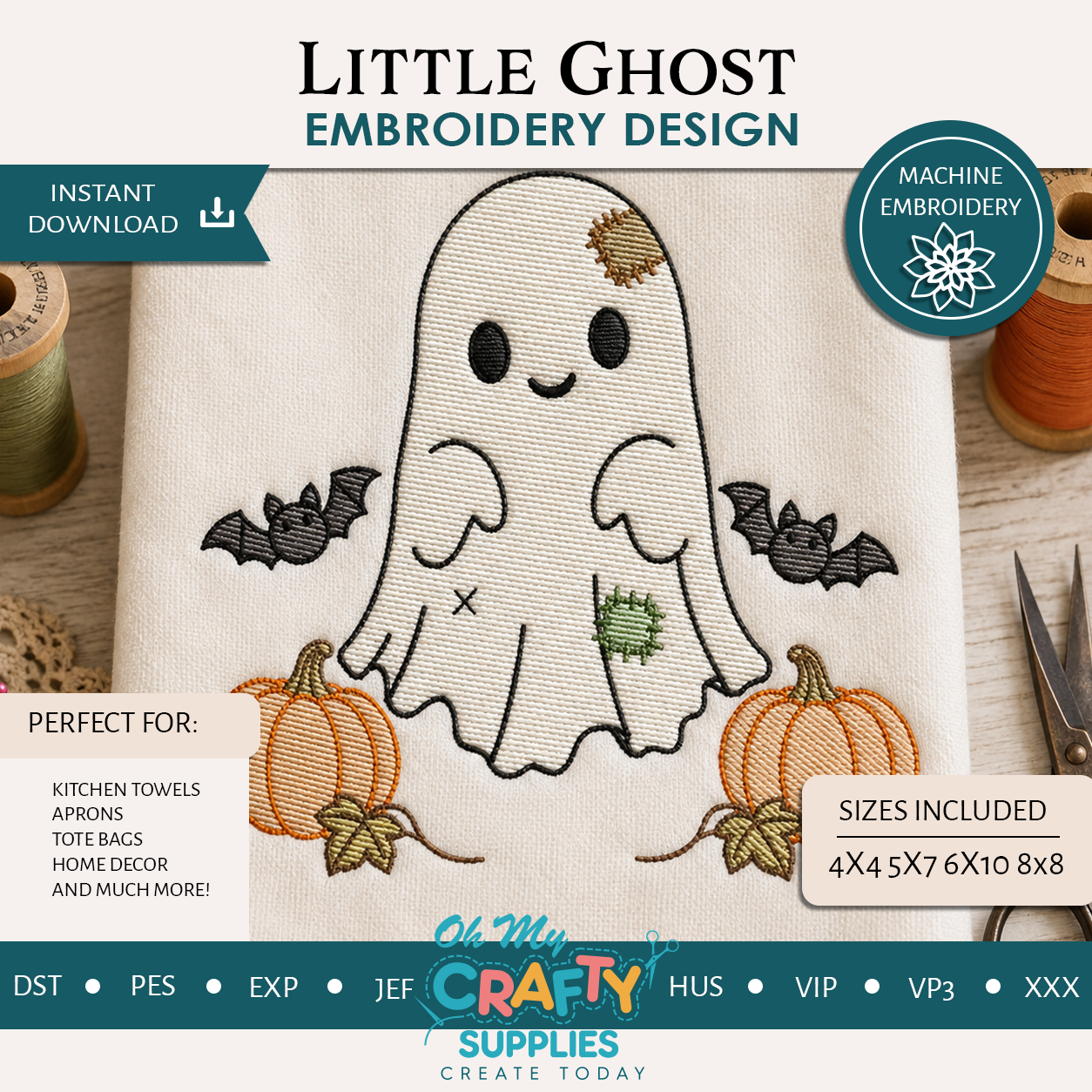 Little Ghost Embroidery Design
