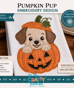 Pumpkin Pup Embroidery Applique