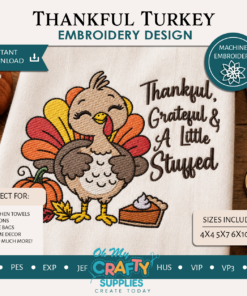Thankful Turkey Embroidery Design