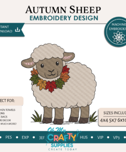 Autumn Sheep Embroidery Design