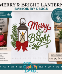 Merry & Bright Lantern Embroidery Design