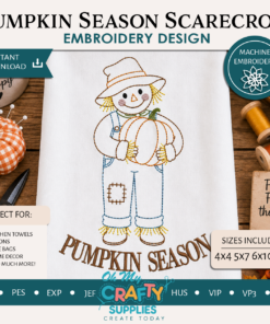 Pumpkin Season Scarecrow Embroidery Design