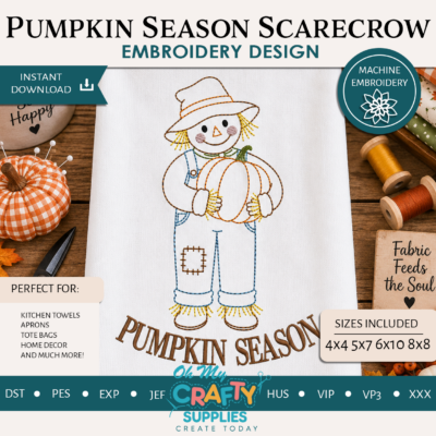 Pumpkin Season Scarecrow Embroidery Design