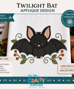 Twilight Bat Applique Design