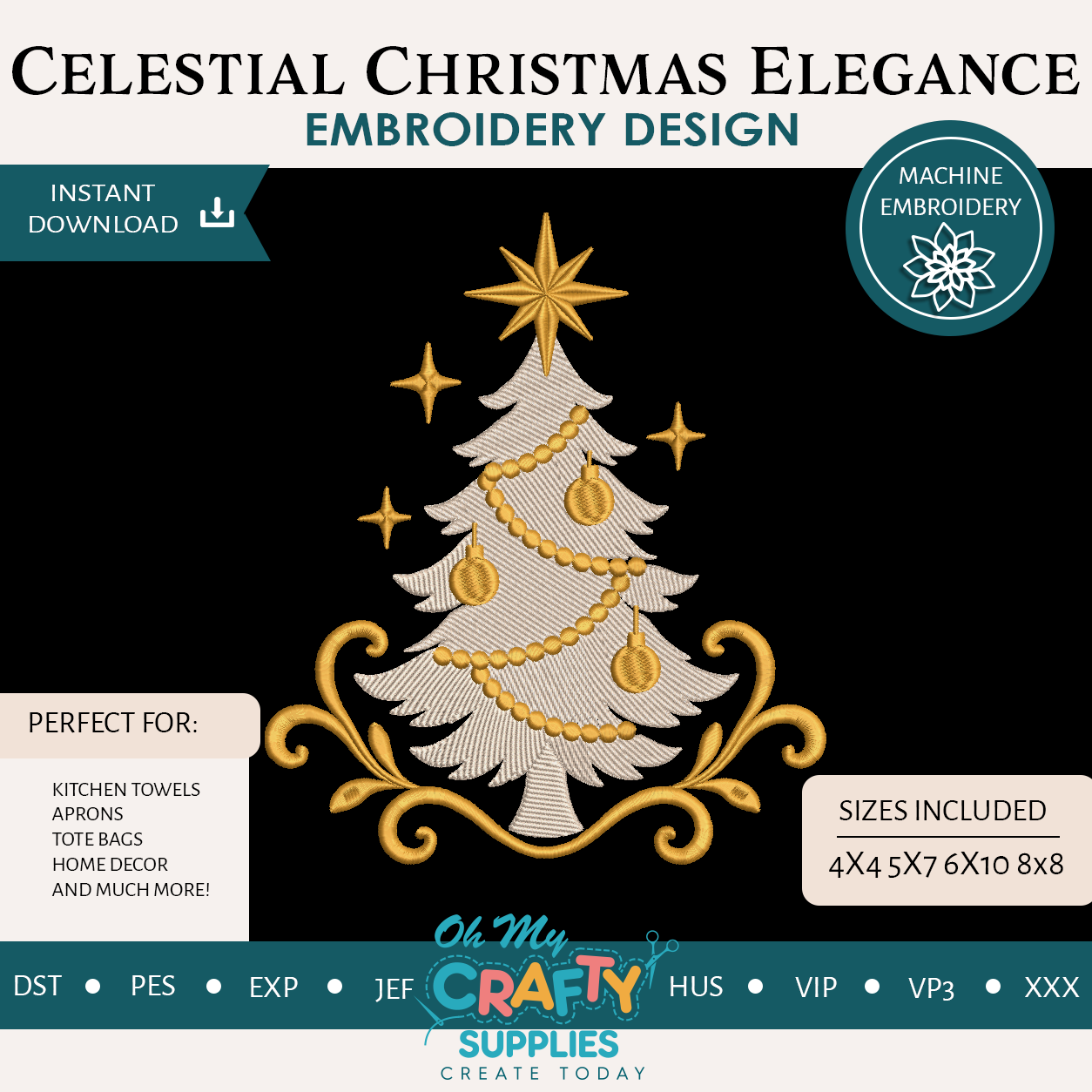 Celestial Christmas Elegance Embroidery Design