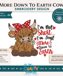 More Down To Earth Cow Embroidery Design