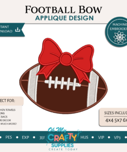 Football Bow Applique Embroidery Design
