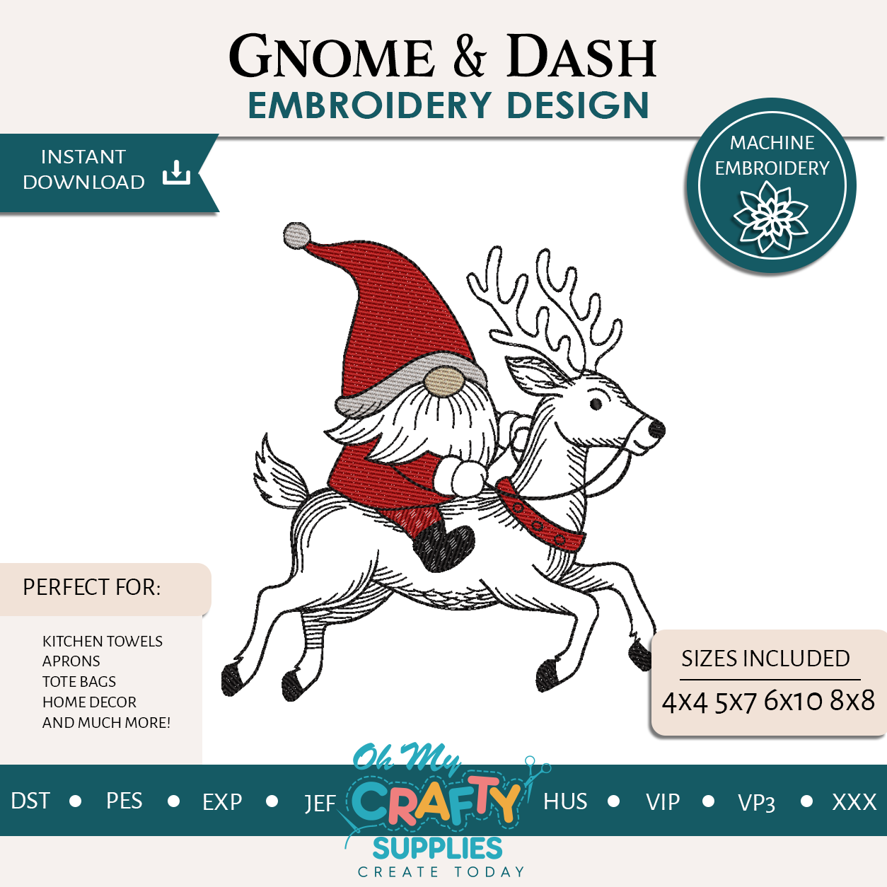 Gnome & Dash Embroidery Design
