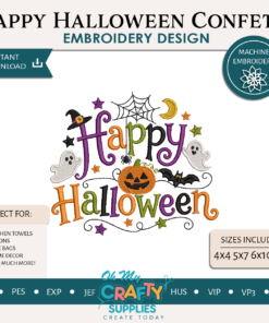 Happy Halloween Confetti Embroidery Design