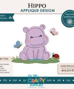 Hippo Applique Embroidery Design