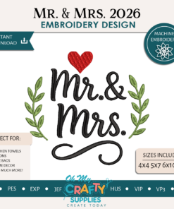 Mr. & Mrs. 2026 Embroidery Design
