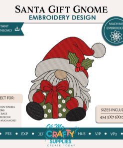 Santa Gift Gnome Embroidery Design