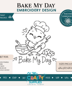 Bake My Day Embroidery Design