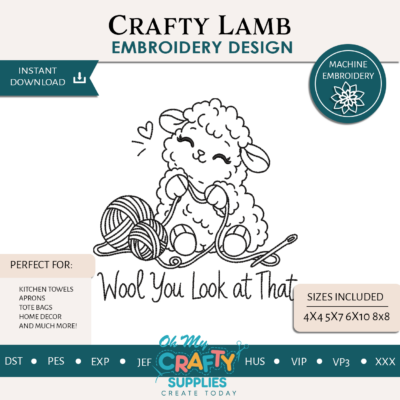 Crafty Lamb Embroidery Design