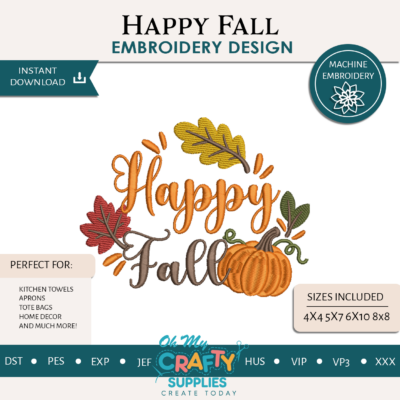 Happy Fall 2026 Embroidery Design