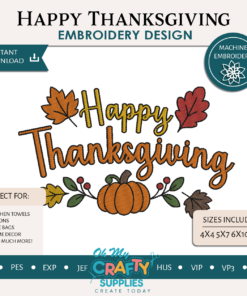 Happy Thanksgiving Embroidery Design