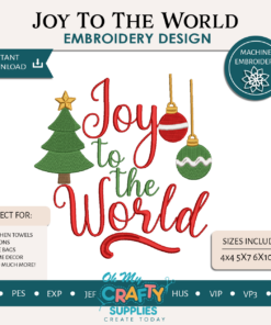 Joy To The World Embroidery Design