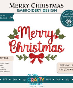 Merry Christmas Embroidery Design