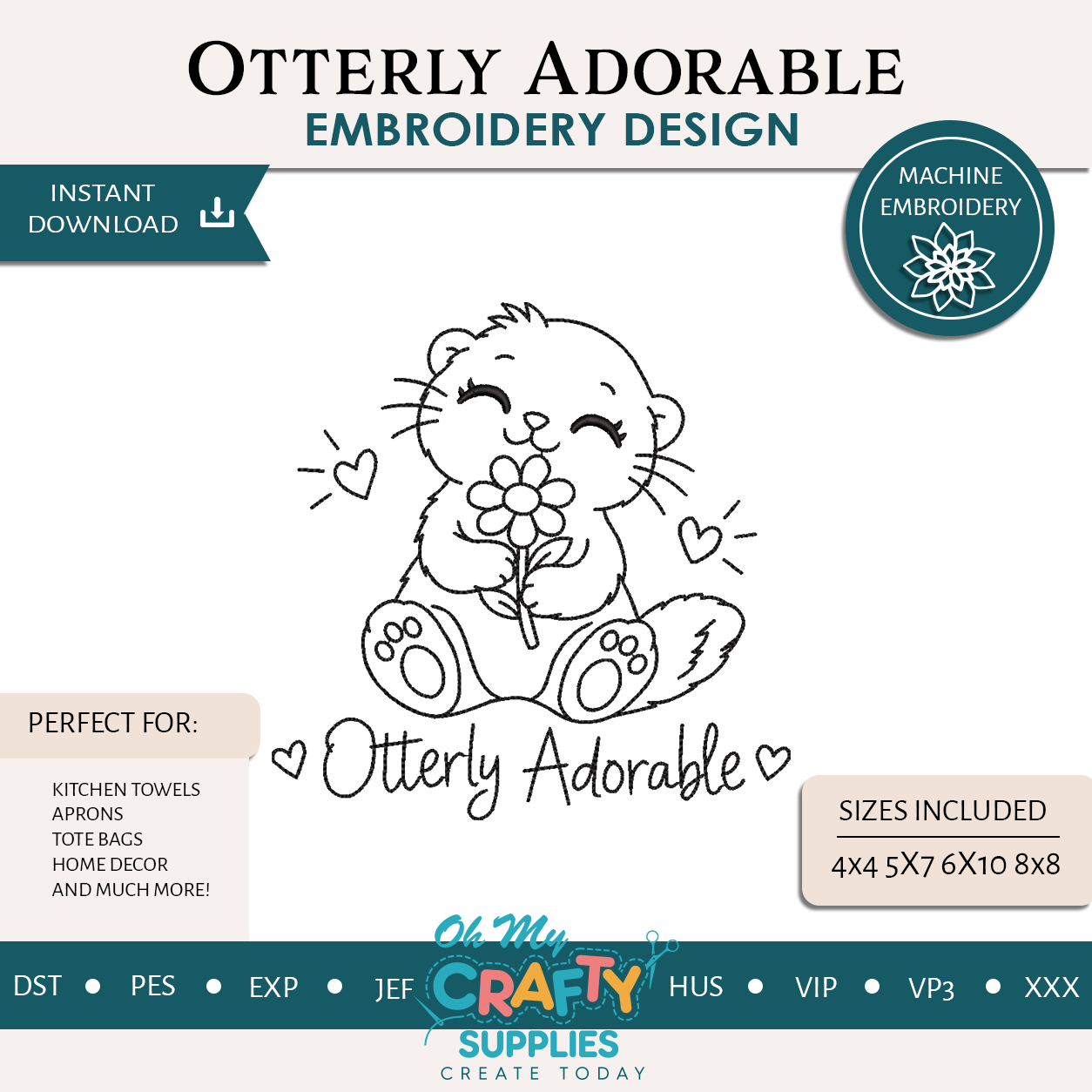 Otterly Adorable Embroidery Design