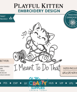 Playful Kitten Embroidery Design