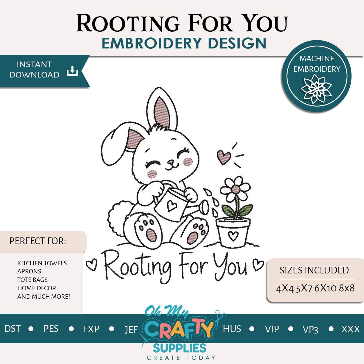 Rooting For You Embroidery Design