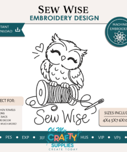 Sew Wise Owl Embroidery Design