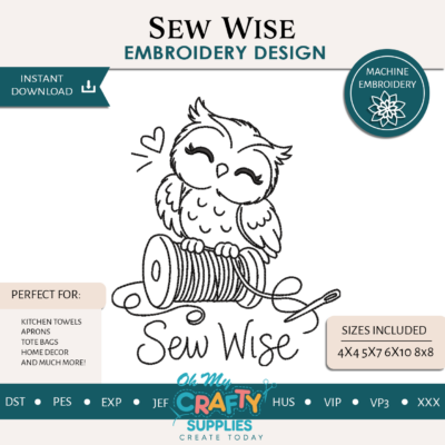 Sew Wise Owl Embroidery Design