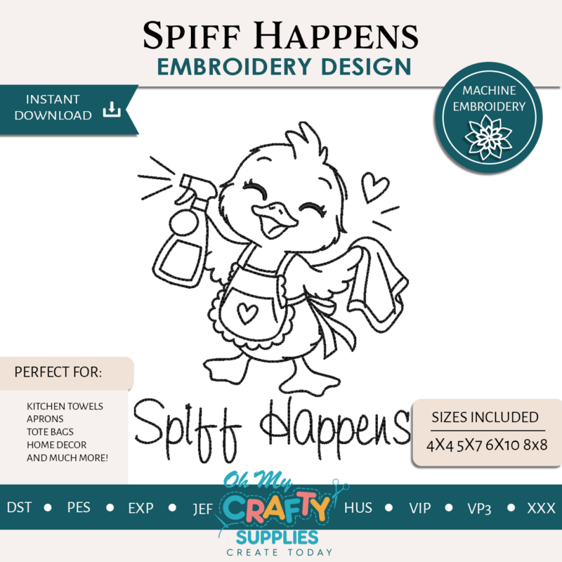 Spiff Happens Embroidery Design - Instant Download
