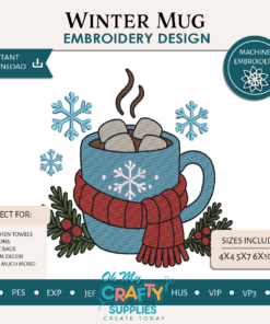 Winter Mug Embroidery Design