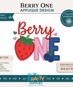 Berry One Applique Embroidery Design