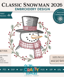 Classic Snowman 2026 Embroidery Design