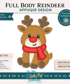 Full Body Reindeer Applique Embroidery Design