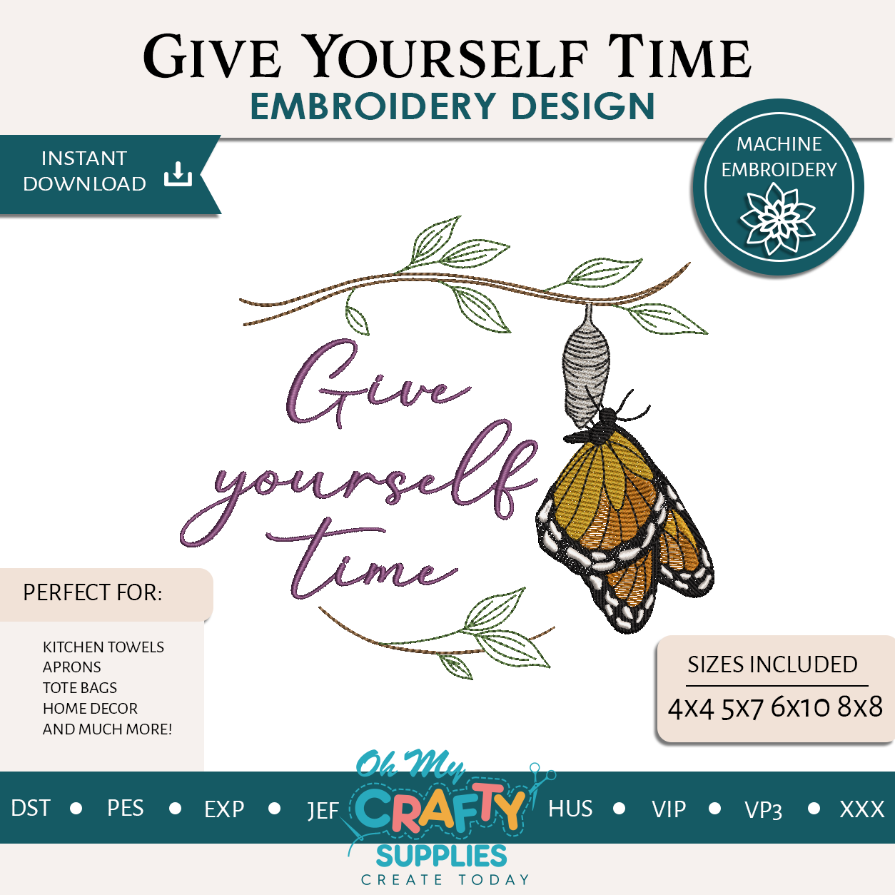 Give Yourself Time 2026 Embroidery Design